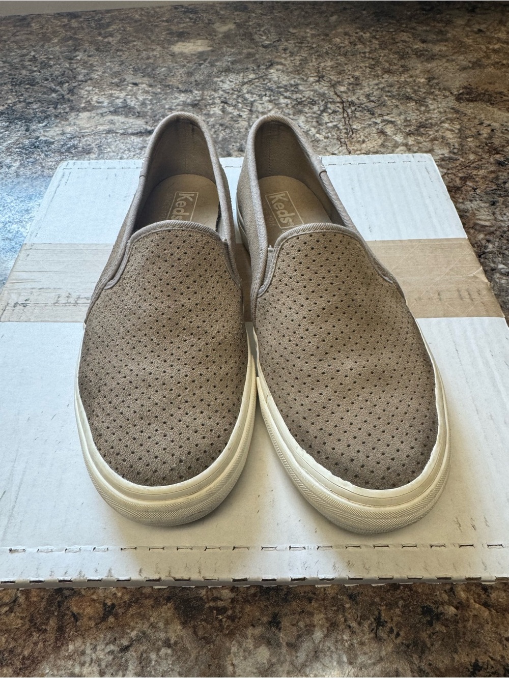 Keds Women’s Slip-On Loafers in Taupe Suede